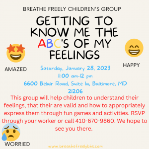 Childrens group ABC feelings 1-28-22